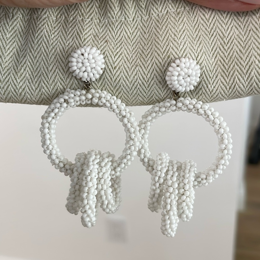White beeded earrings